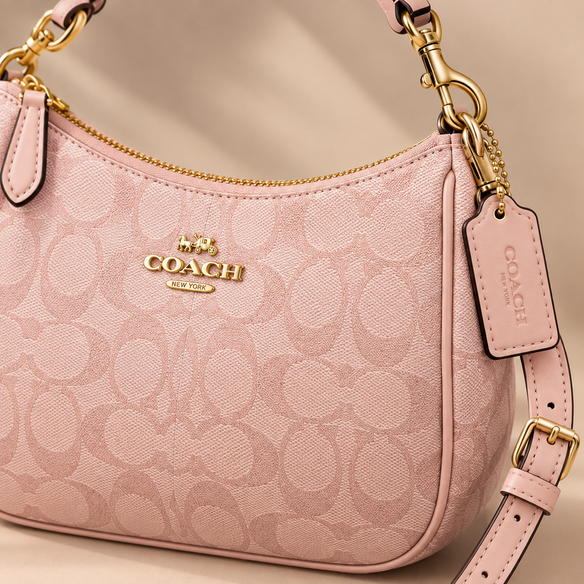 NWT Coach Teri Shoulder Bag in Signature Canvas CAL51/CV933 Powder Pink Crossbody Purse