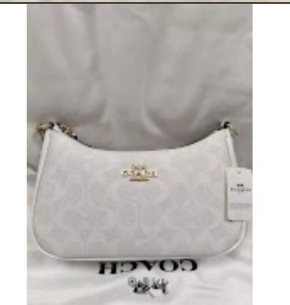 NWT Coach Women's Teri Shoulder Bag in Signature Canvas – White / Chalk