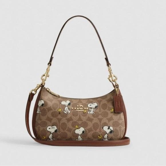 Coach Teri Shoulder Bag x Peanuts Snoopy Signature Canvas Designer Handbag NWT
