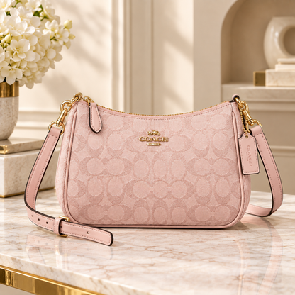 NWT Coach Teri Shoulder Bag in Signature Canvas CAL51/CV933 Powder Pink Crossbody Purse