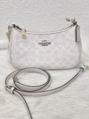 NWT Coach Women's Teri Shoulder Bag in Signature Canvas – White / Chalk